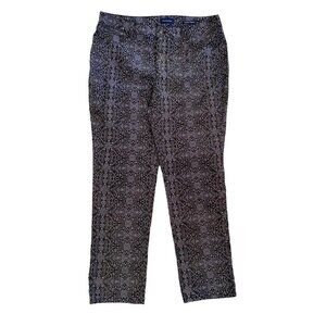 Women’s Charter Club Lexington Straight Black Metallic Floral Print Pants Sz‎ 18